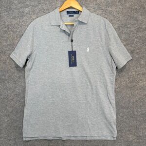 Polo Ralph Lauren Polo Shirt Mens Medium Classic Fit Gray Button Golf Pony NEW